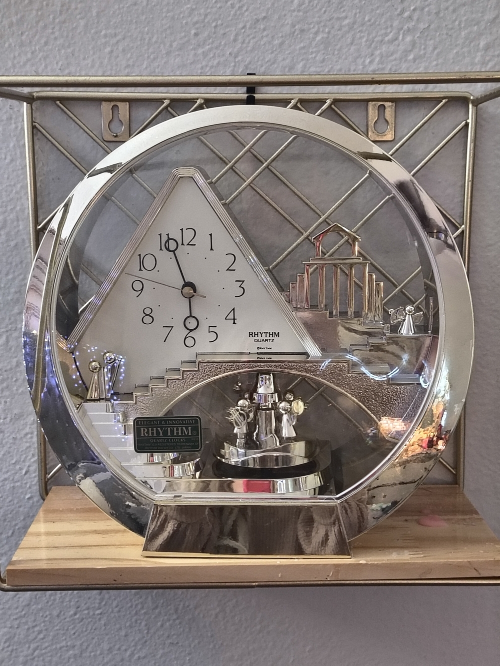 Vintage Rhythm Quartz Motion Clock Art Deco Geometric Wall Clock Japan Works